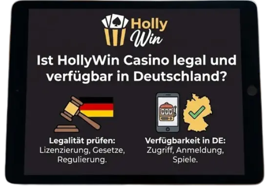 Informationen zur Rechtmäßigkeit und zum Verkauf von HollyWin Casino in Deutschland.