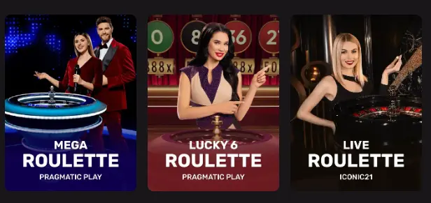 Eine Auswahl an Live-Roulette-Tischen mit Live-Dealern im HollyWin Casino für Echtzeit-Spiel.