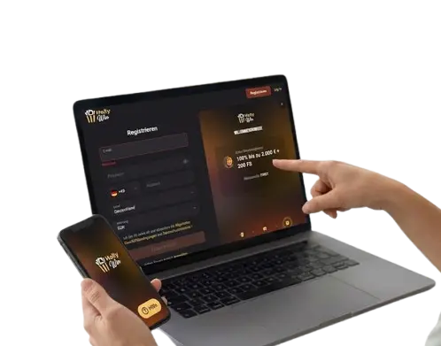 Eine Illustration der Probleme bei der Registrierung im HollyWin Casino und der Suche nach Hilfe auf einem Smartphone.